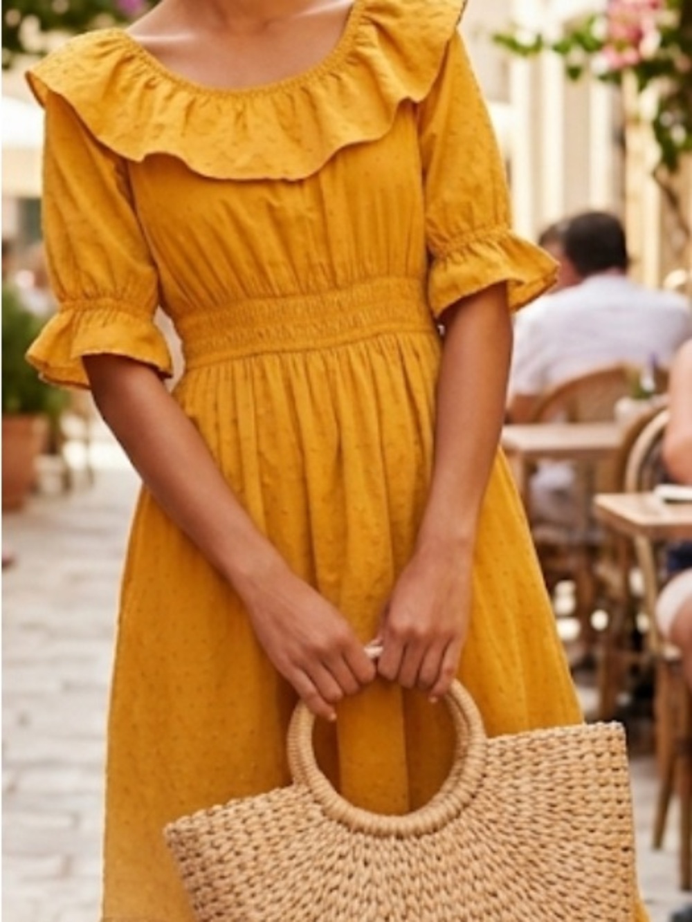 Universal Thread Mustard Ruffled Midi Dress - Picture 2 of 10